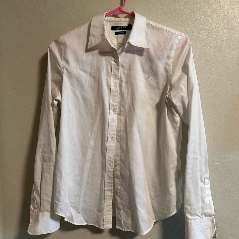 Lauren Ralph Lauren White Dress Shirt Classic Design